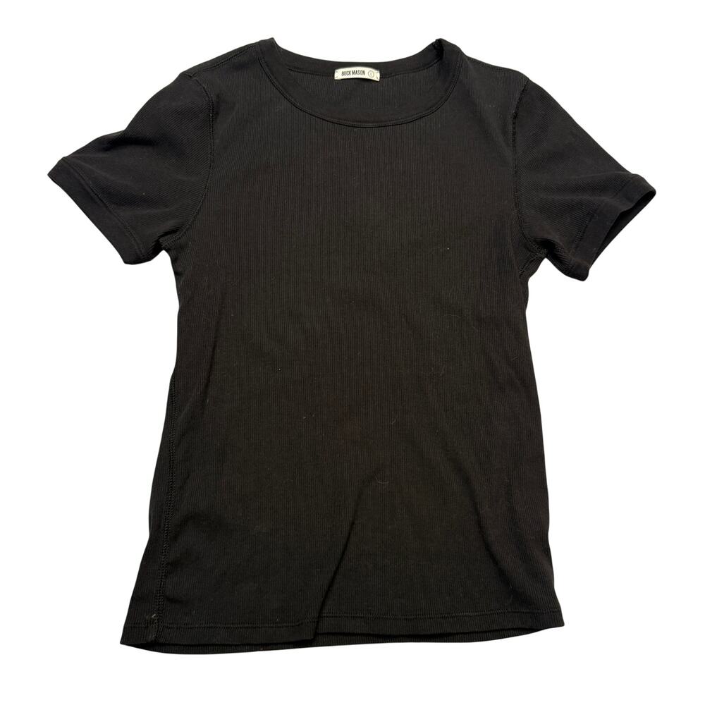 Buck Mason Surplus Rib Short Sleeve Tee Shirt Women's Large Black Army Vintage